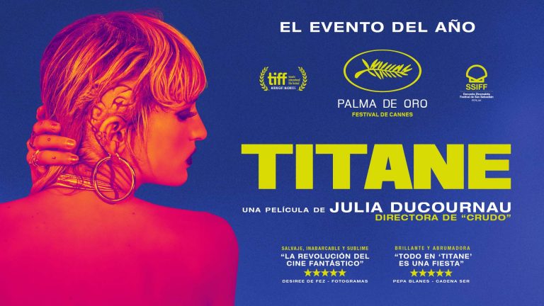 Titane - Poster horizontal promocional de Titane, película ganadora de la Palma de Oro del Festival de Cannes en 2021 y distribuida por Youplanet Pictures