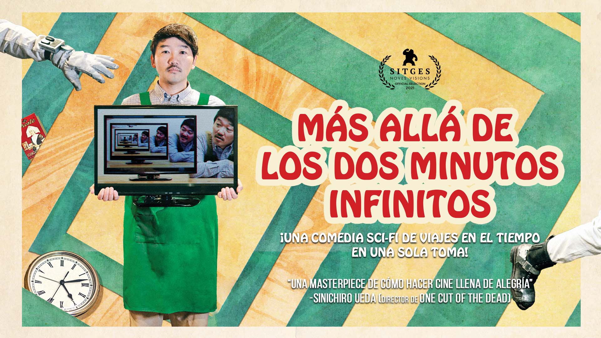 Más allá de los dos minutos infinitos - Poster de la película Más allá de los dos minutos infinitos, seleccionada por el Festival de Sitges, que forma parte del catálogo de Youplanet Pictures productora y distribuidora cinematográfica